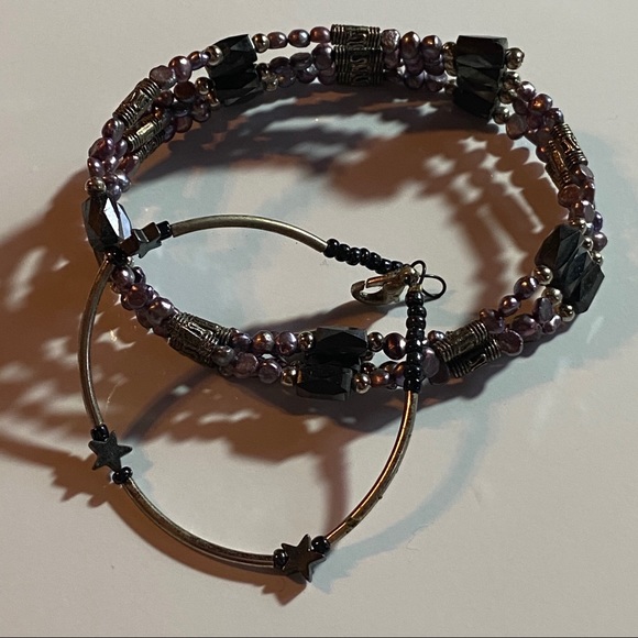 Dark Beaded Necklace & Bracelet Set - Picture 2 of 5